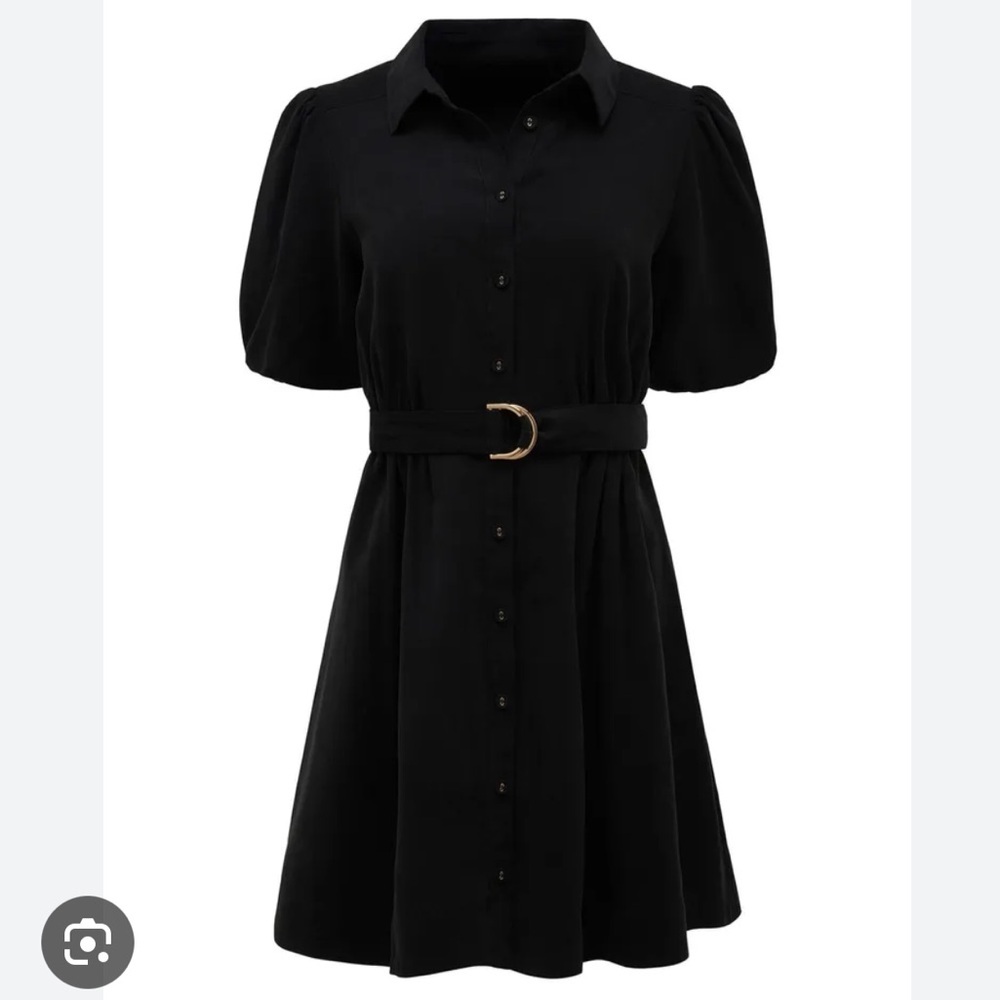 Ever New Elegant Black Mini Dress with  belt Gold Accent size 6